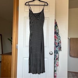 NWT - Zara Black and White Polkadot Satin Midi